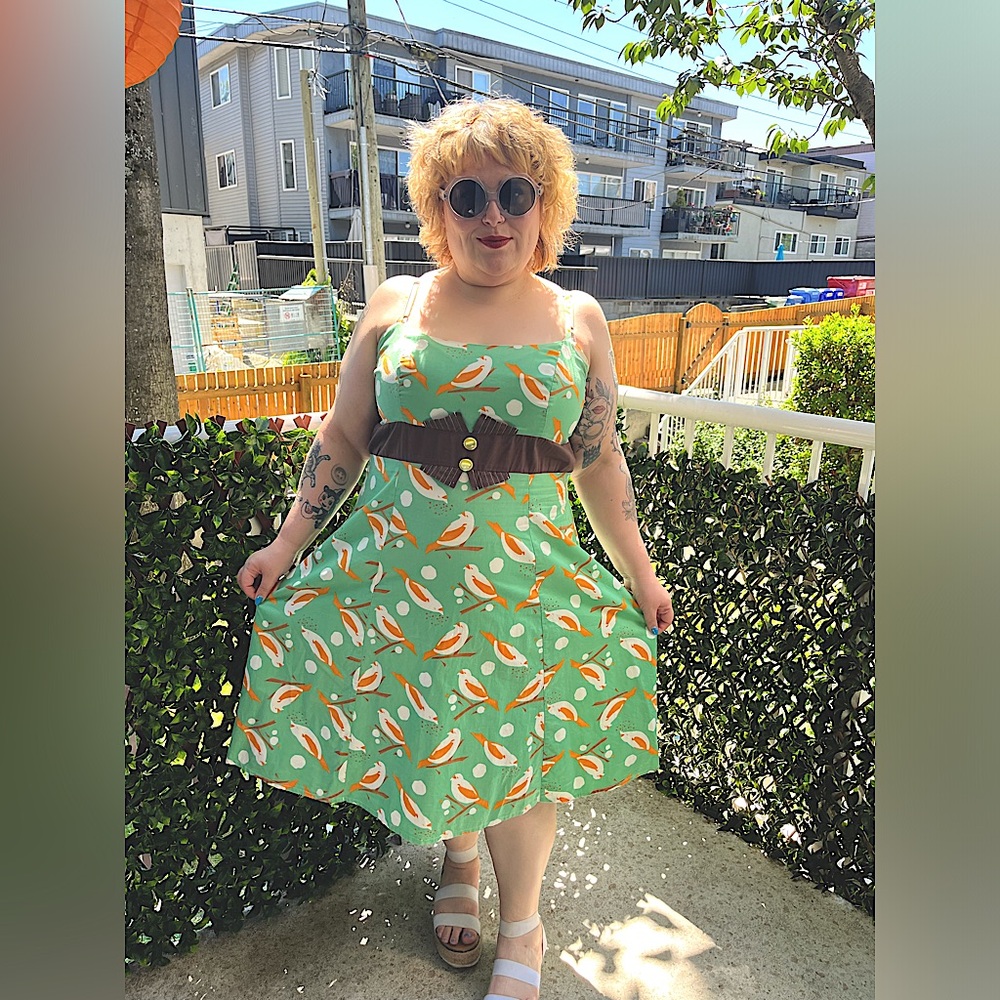 Size 20 Jane Bonbon spaghetti strap bird print sundress